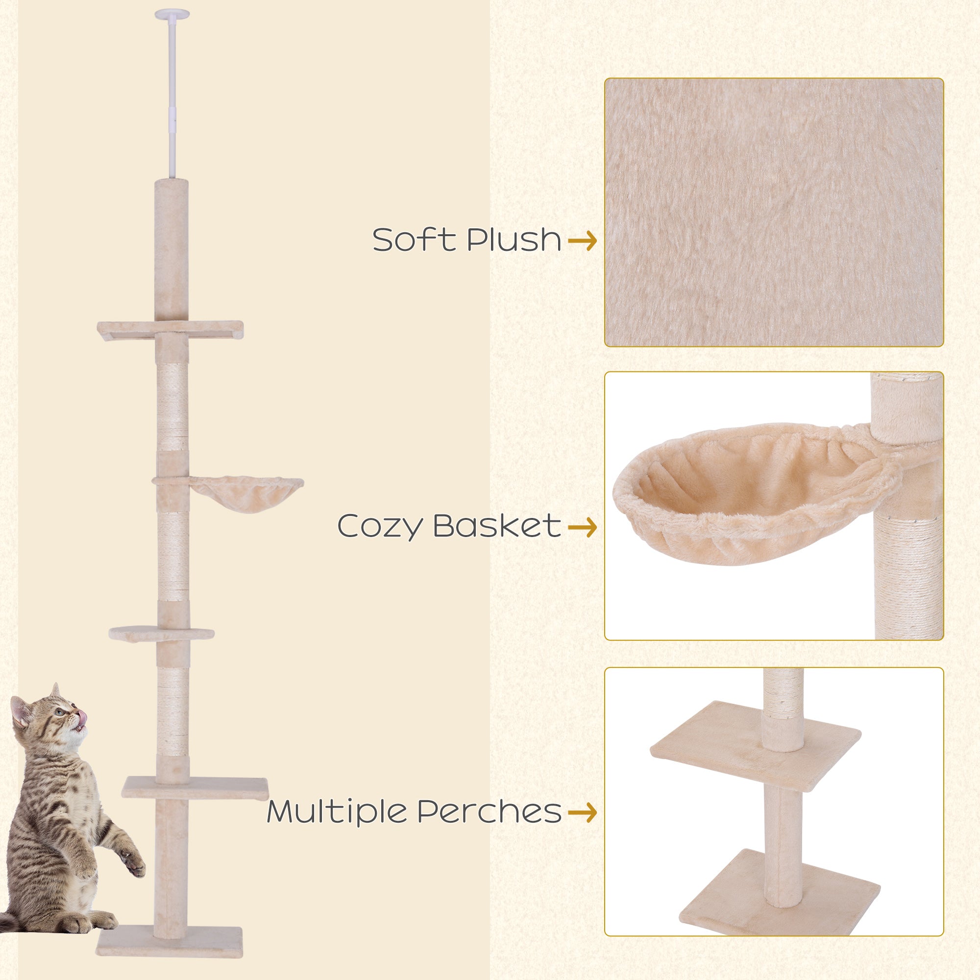 8.5ft Cat Climbing Tree 5-Tier Kitty Activity Center with Scratching Post - view 5