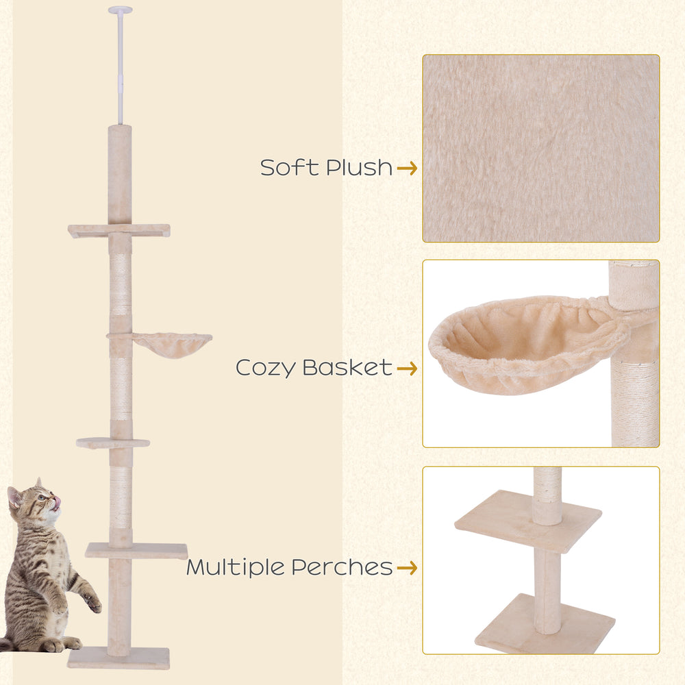 8.5ft Cat Climbing Tree 5-Tier Kitty Activity Center with Scratching Post - view 5