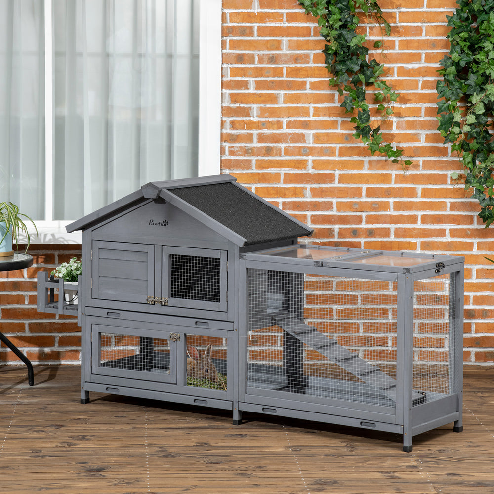 65" Wooden Rabbit Hutch, Pet Playpen with Openable Roof, Storage Box - view 7