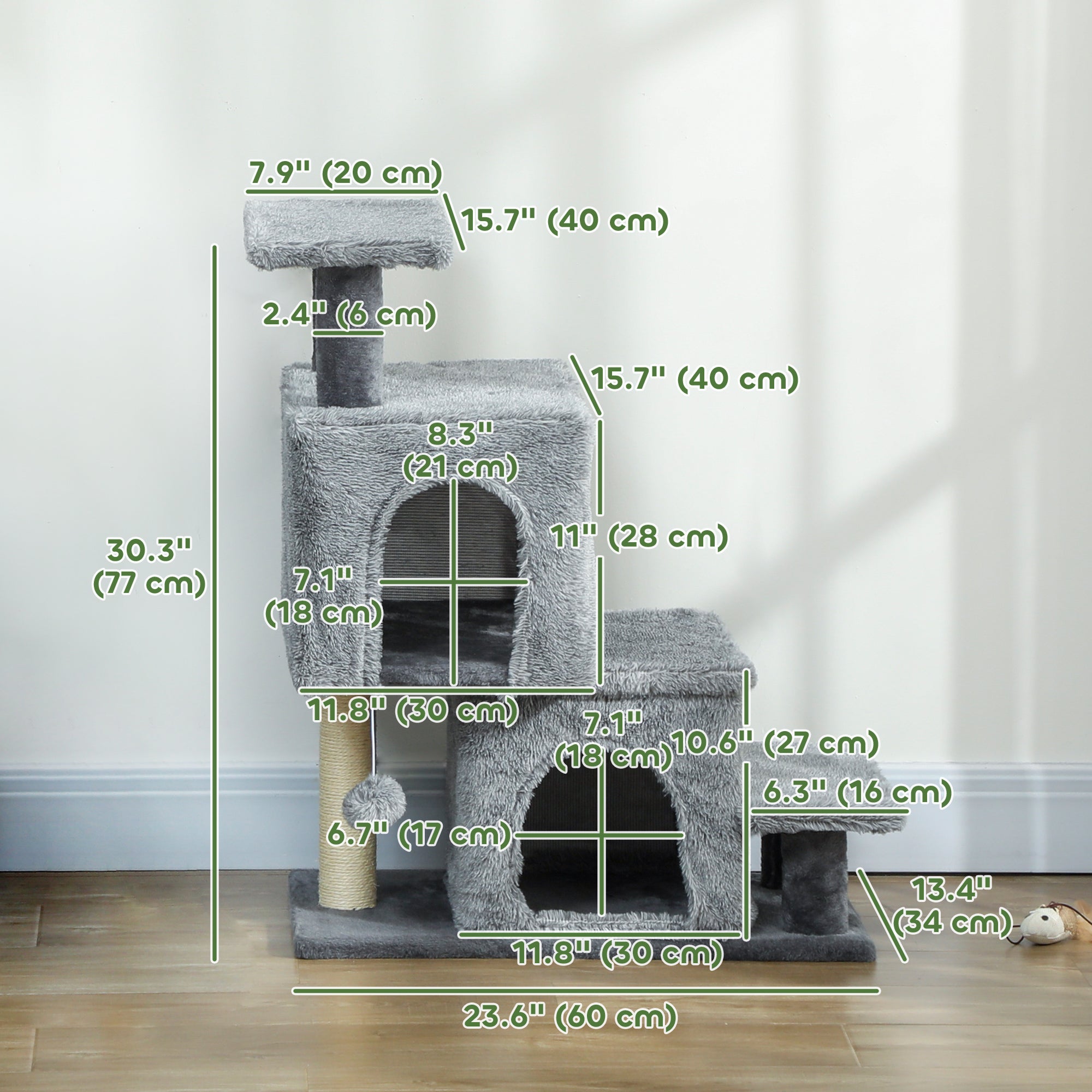 4-Step Pet Stairs, Adjustable Height Cat Stairs with Scratching Posts Cat - view 2