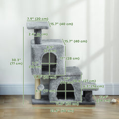 4-Step Pet Stairs, Adjustable Height Cat Stairs with Scratching Posts Cat - view 2