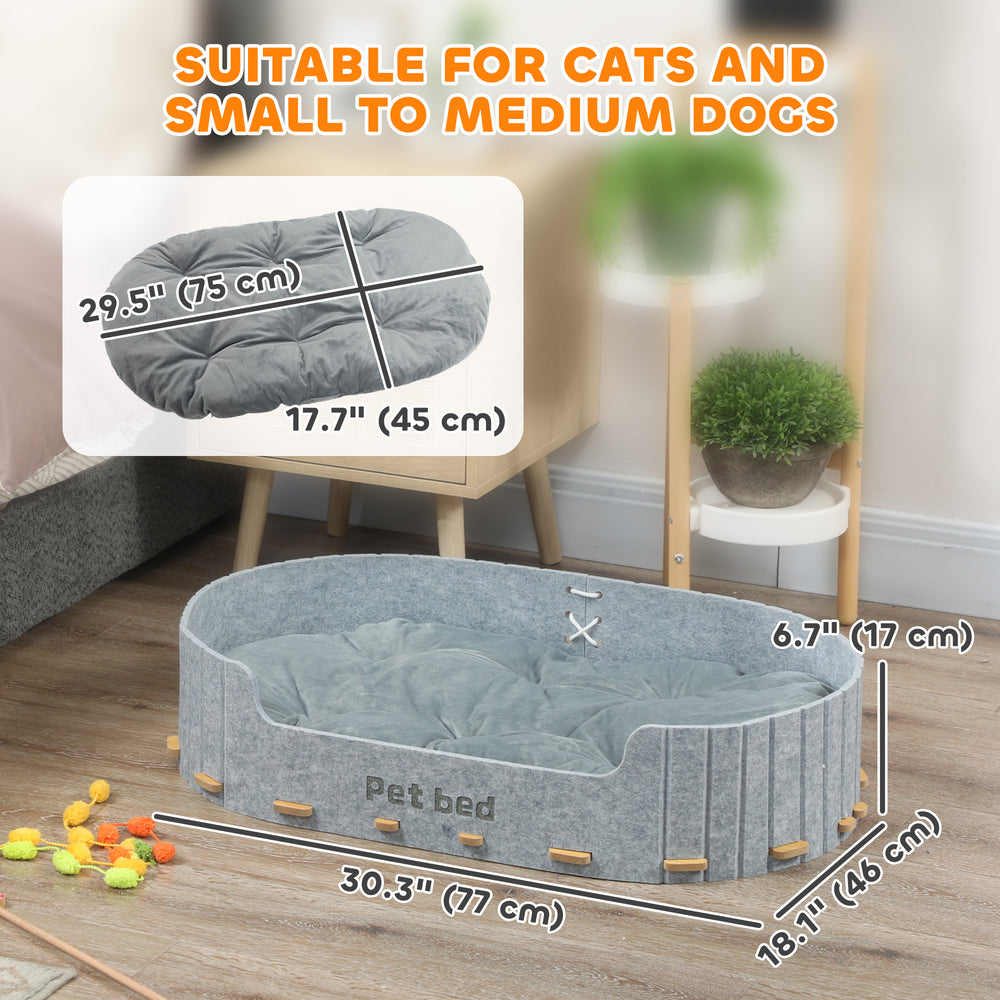 Dog Bed, Cat Bed with Washable Removable Cushion, Scratch-Resistant, Felt Cat - view 2