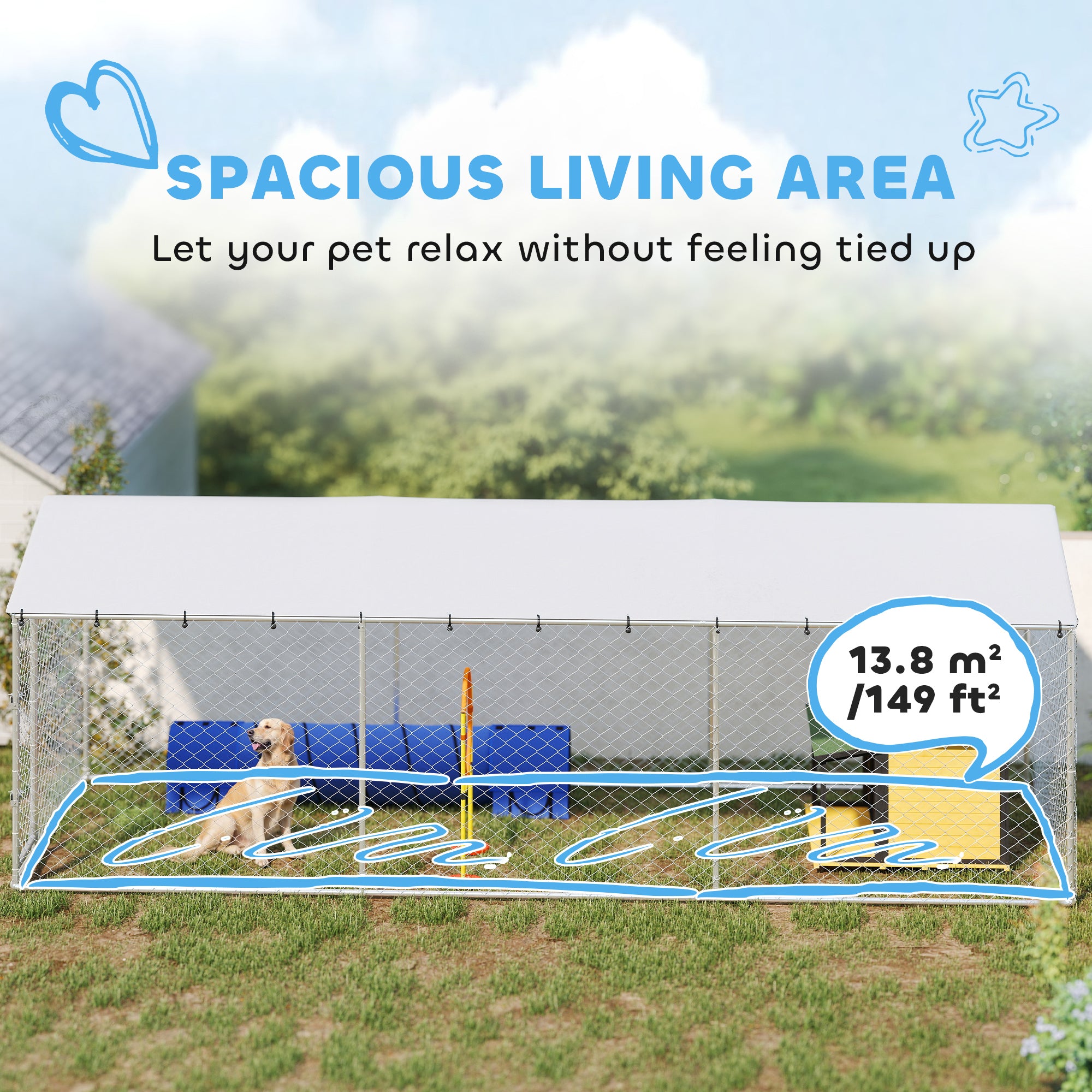 19.7' x 7.5' x 6.6' Dog Kennel Outdoor for Small Medium Large Dogs - view 4