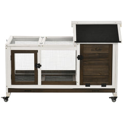 Rabbit Cage with Wheels, Ramp, Run, Tray for Indoor Outdoor, Suitable
