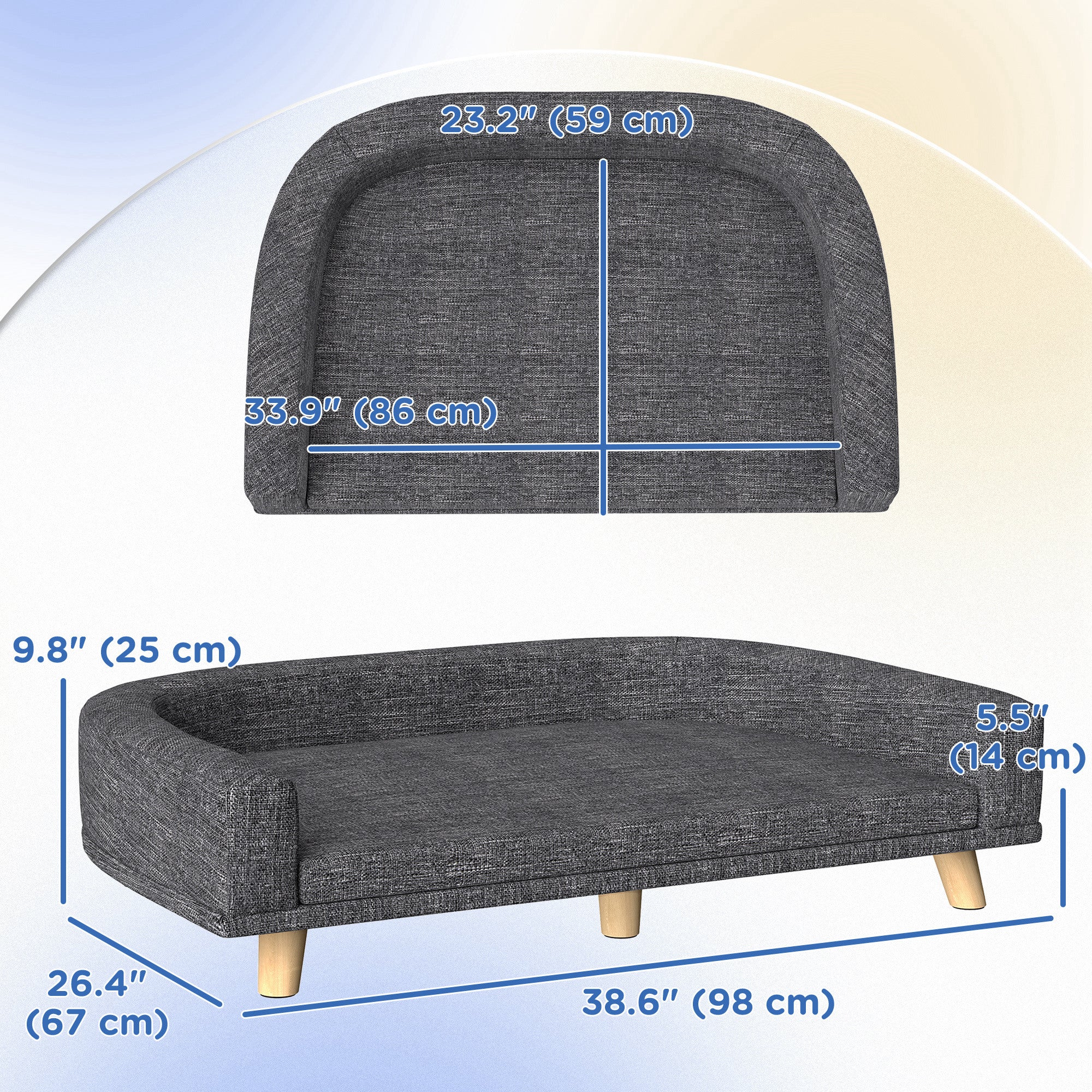 Dog Sofa for Large Dogs with Washable Cover, Anti-slip Foot Pads, Dark Dog Sofa - view 2