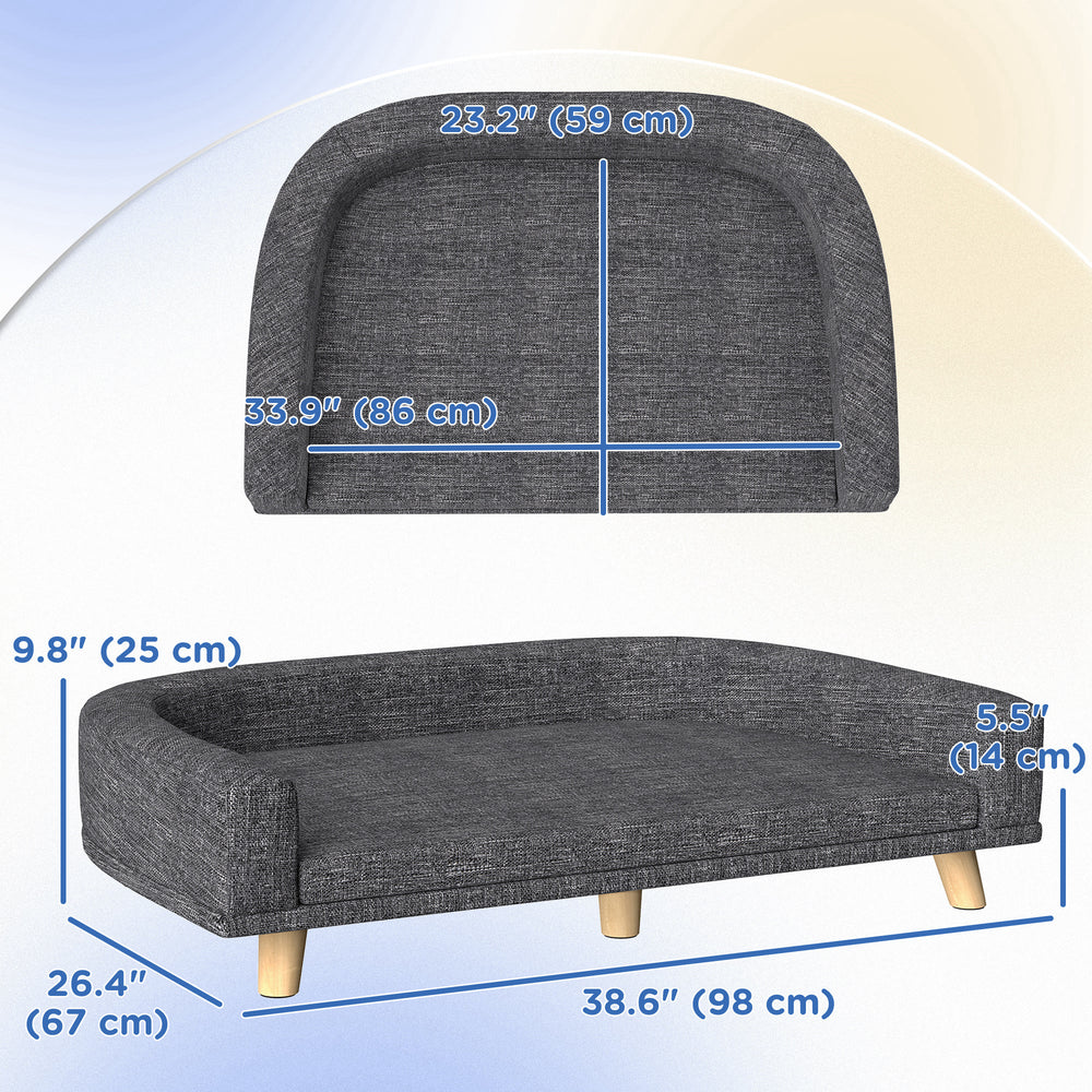 Dog Sofa for Large Dogs with Washable Cover, Anti-slip Foot Pads, Dark Dog Sofa - view 2