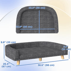 Dog Sofa for Large Dogs with Washable Cover, Anti-slip Foot Pads, Dark Dog Sofa - view 2