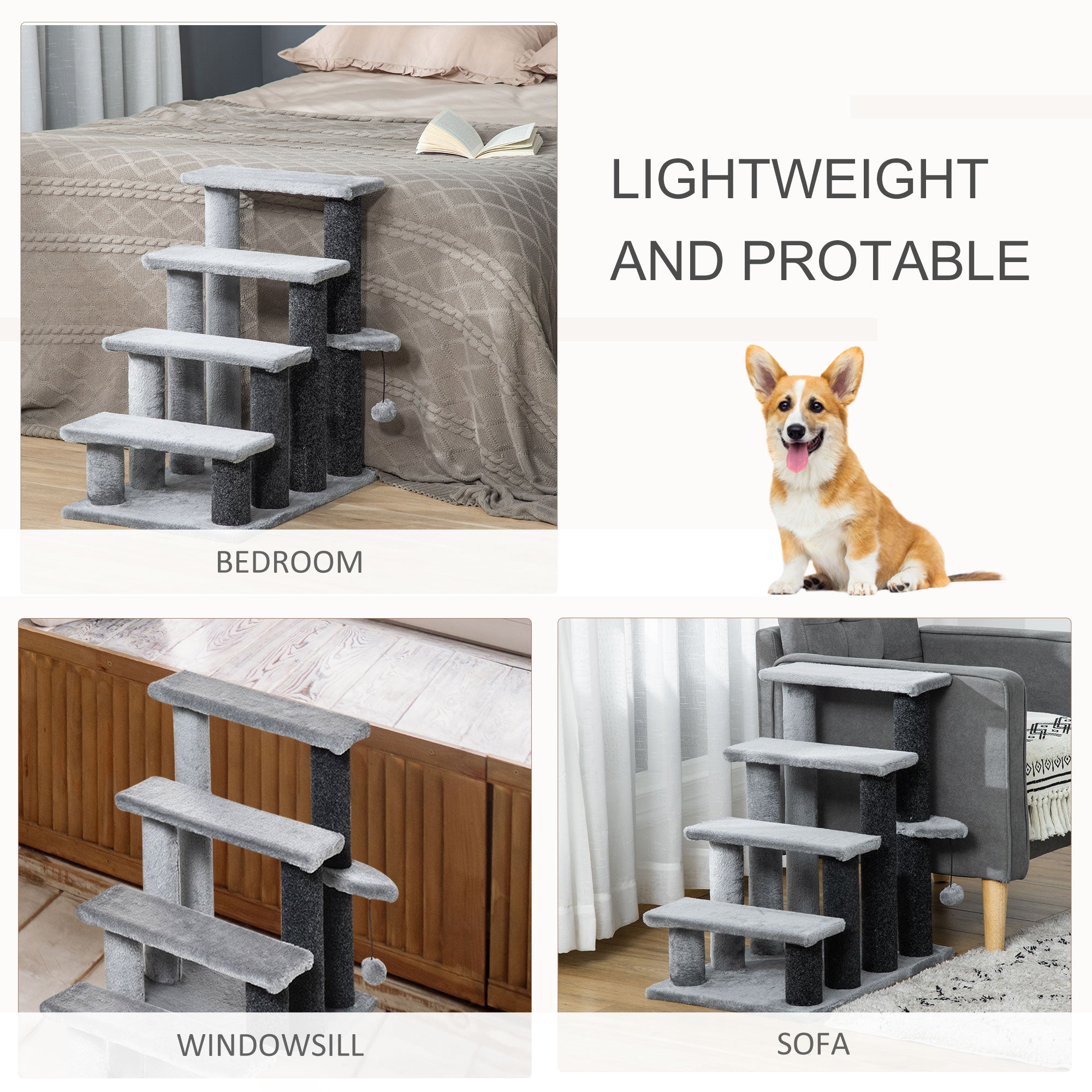 Cat Stairs for Bed, Couch 4 Steps, Small Cat Tree for Indoor Cats - view 6