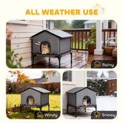 Outdoor Cat House, Waterproof Insulated Cat Kennel with Elevated Base, Foldable - view 4