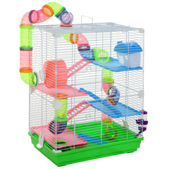 5 Tiers Hamster Cage Portable with Exercise Wheels Play Tube Water Bottle