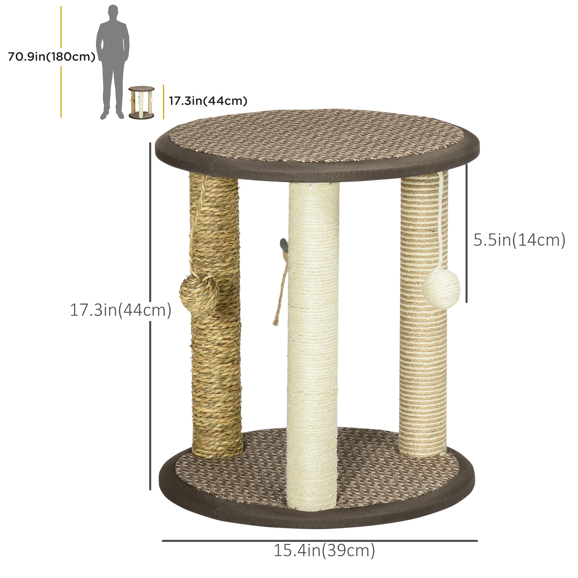 17" Cat Tree, Kitty Activity Centre with Hanging Toys, Cat Tower with Jute - view 2