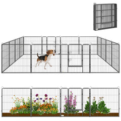 Heavy Duty Pet Playpen, 16 Panels Steel Dog Fence Puppy Exercise Pen with 2