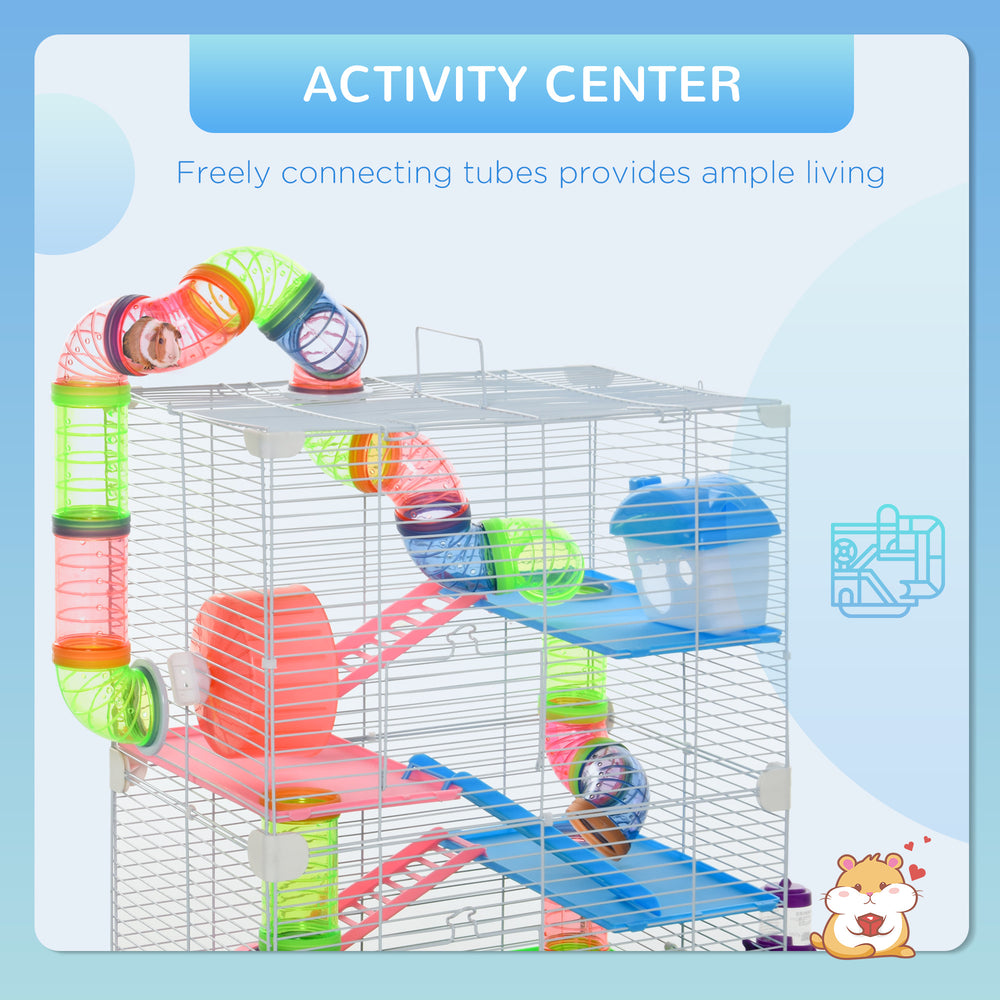 5 Tiers Hamster Cage Portable with Exercise Wheels Play Tube Water Bottle - view 5