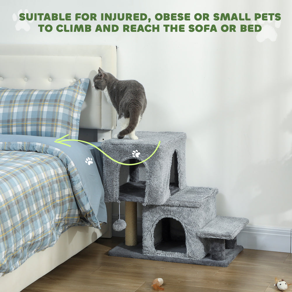 4-Step Pet Stairs, Adjustable Height Cat Stairs with Scratching Posts Cat - view 6