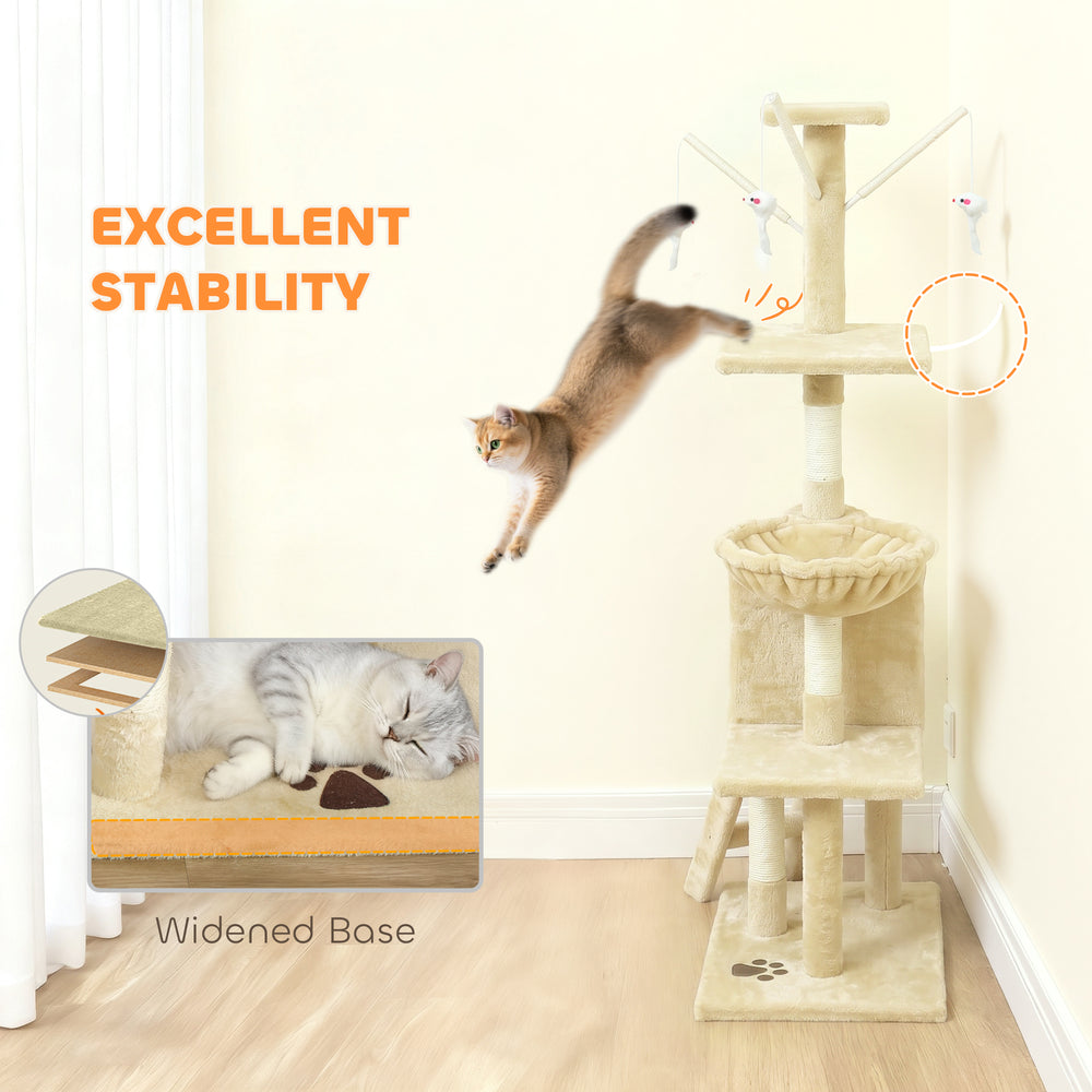 53" Cat Tree Tower, Kitten Activity Centre with Scratching Posts, Condo - view 5