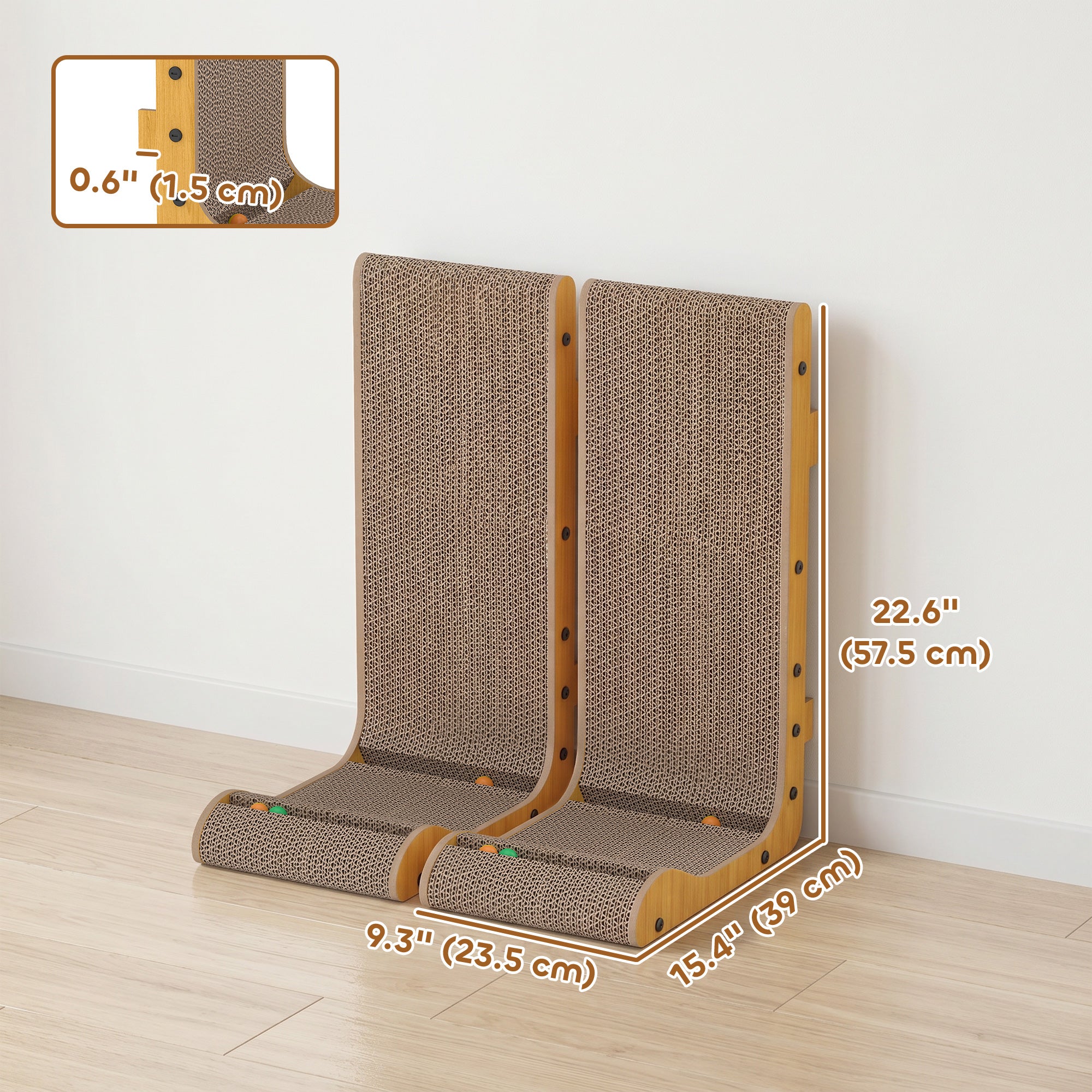 2PCS Cat Scratching Board L Shape Cat Scratcher Cat Scratching Pad with 3 Toy - view 2