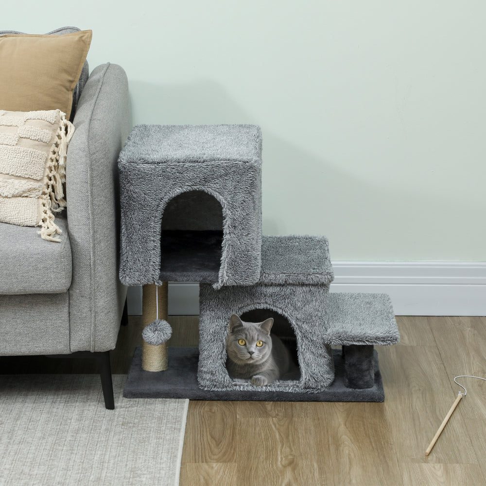 4-Step Pet Stairs, Adjustable Height Cat Stairs with Scratching Posts Cat - view 7