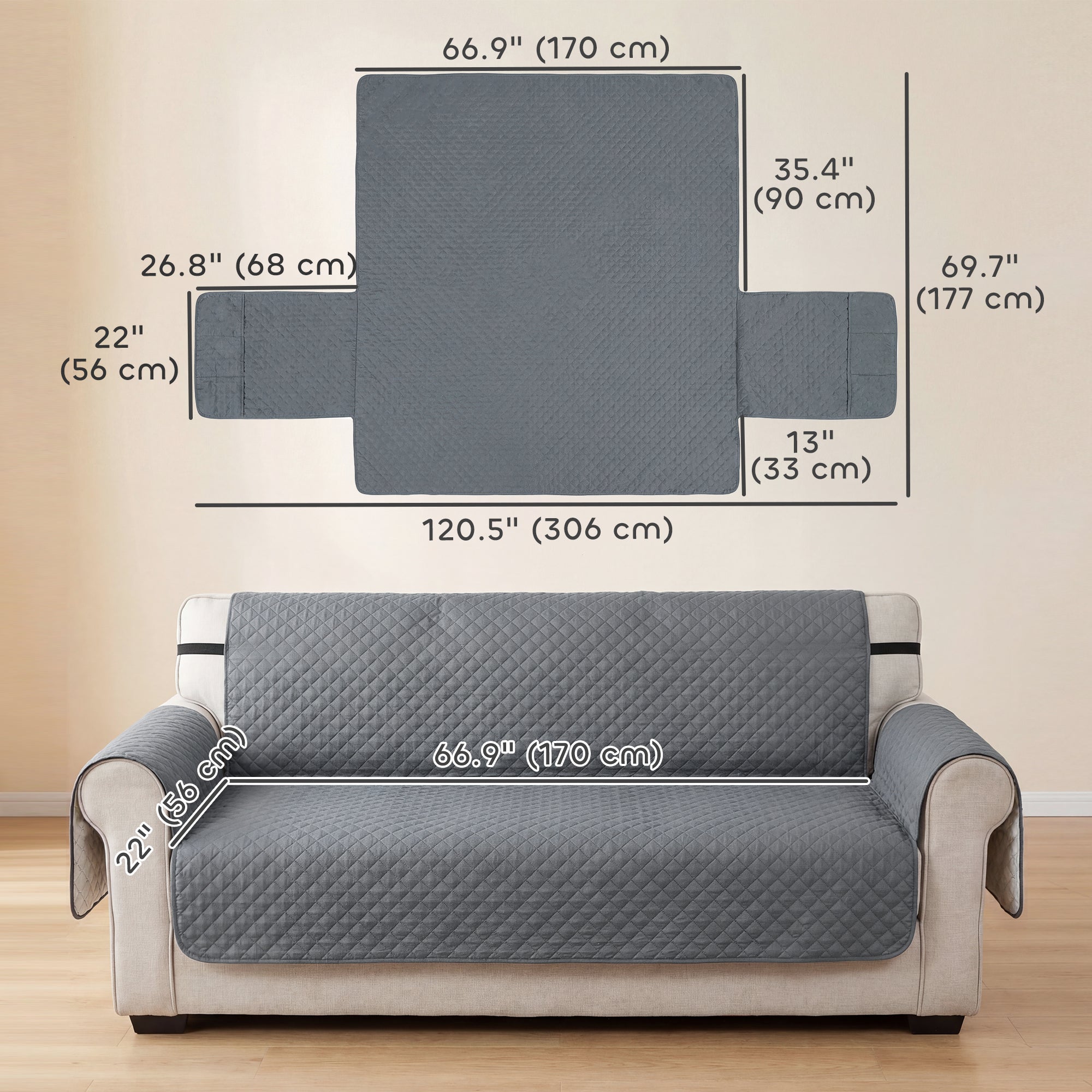 Waterproof Sofa Cover 3 Seater, Soft Couch Cover for Dogs Cats Pets, Non Slip - view 2