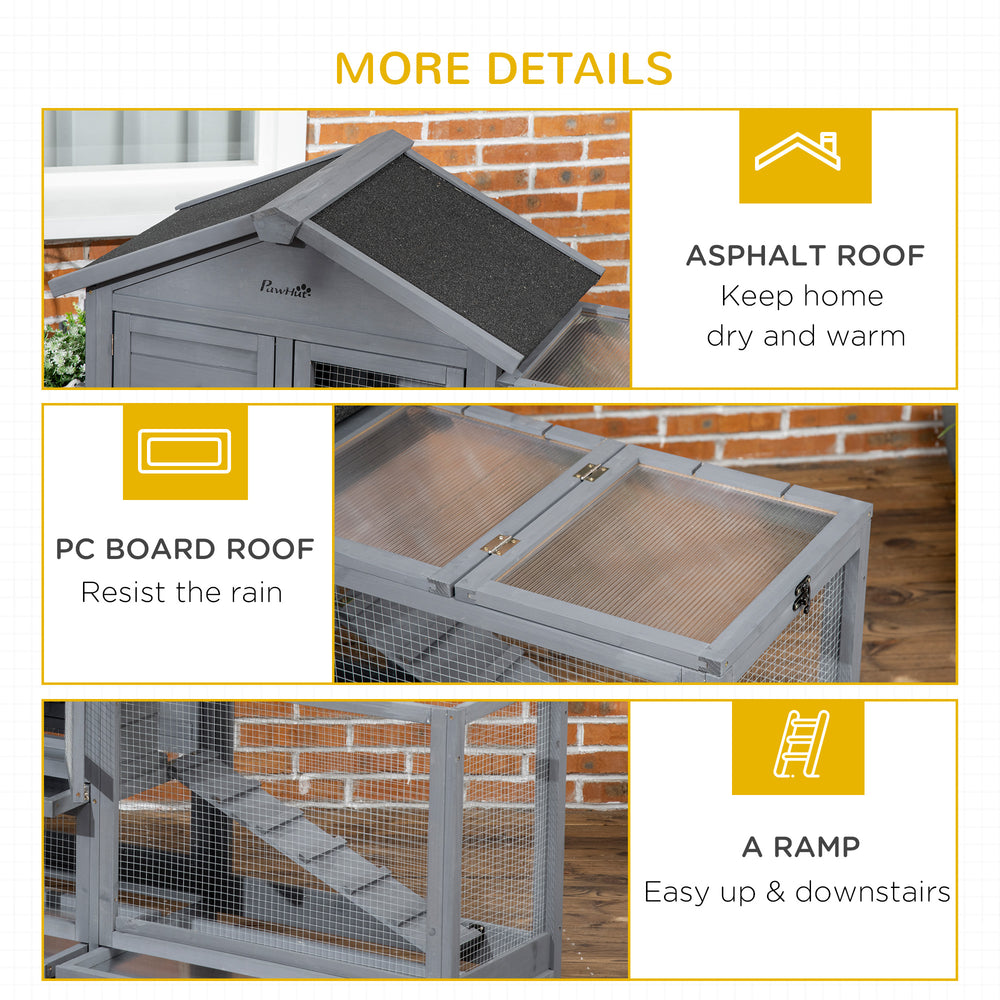 65" Wooden Rabbit Hutch, Pet Playpen with Openable Roof, Storage Box - view 6