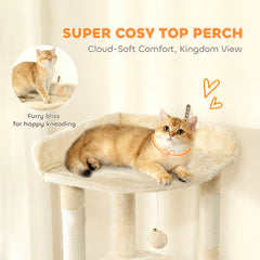 67" Large Cat Tree with 7 Scratching Posts, Tunnel, 2 Condos, Hammock, Perch - view 4