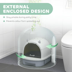 Cat Litter Box with Lid, Front Door Flap, Scoop, Handle, Easy Clean, for Small - view 3