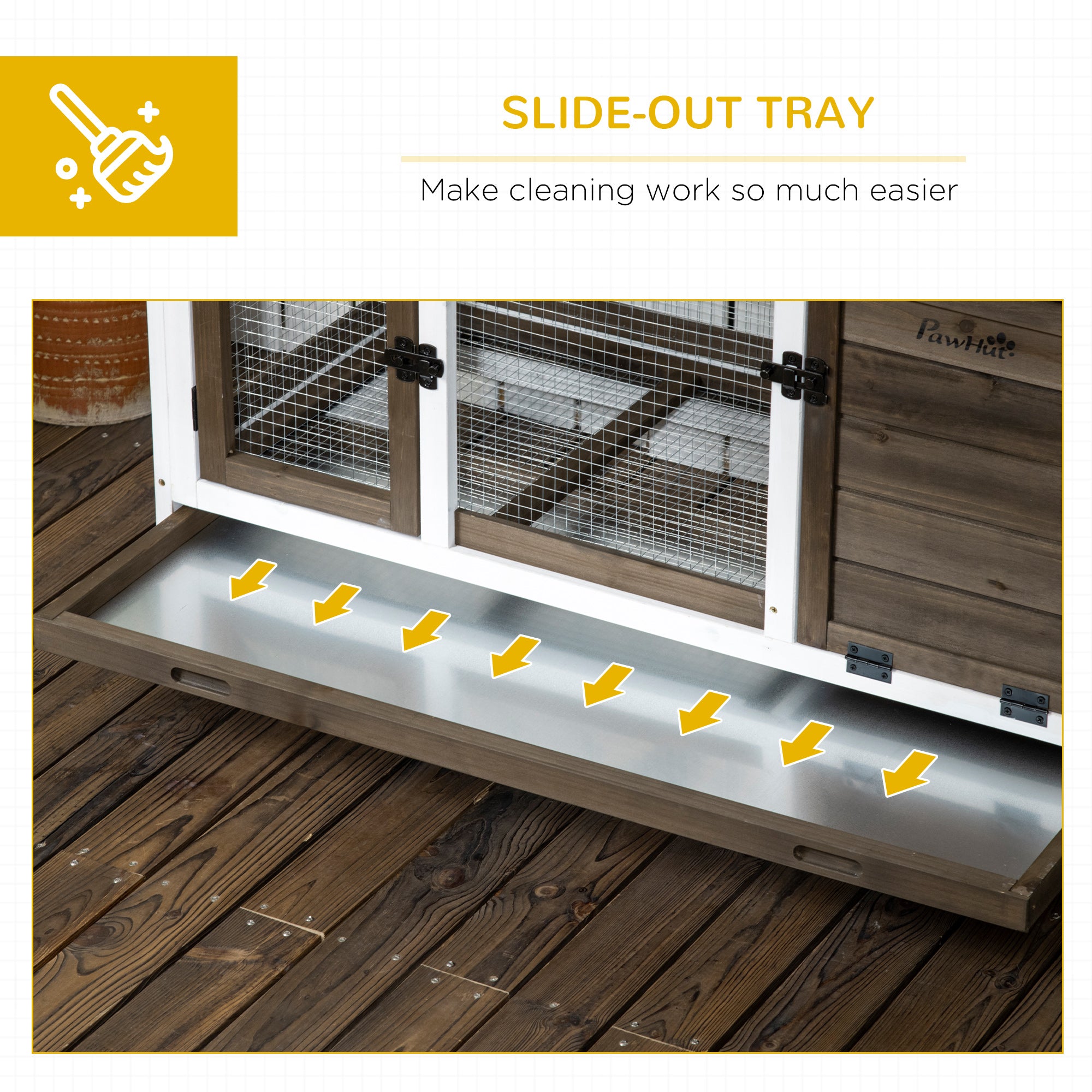 Rabbit Cage with Wheels, Ramp, Run, Tray for Indoor Outdoor, Suitable - view 5