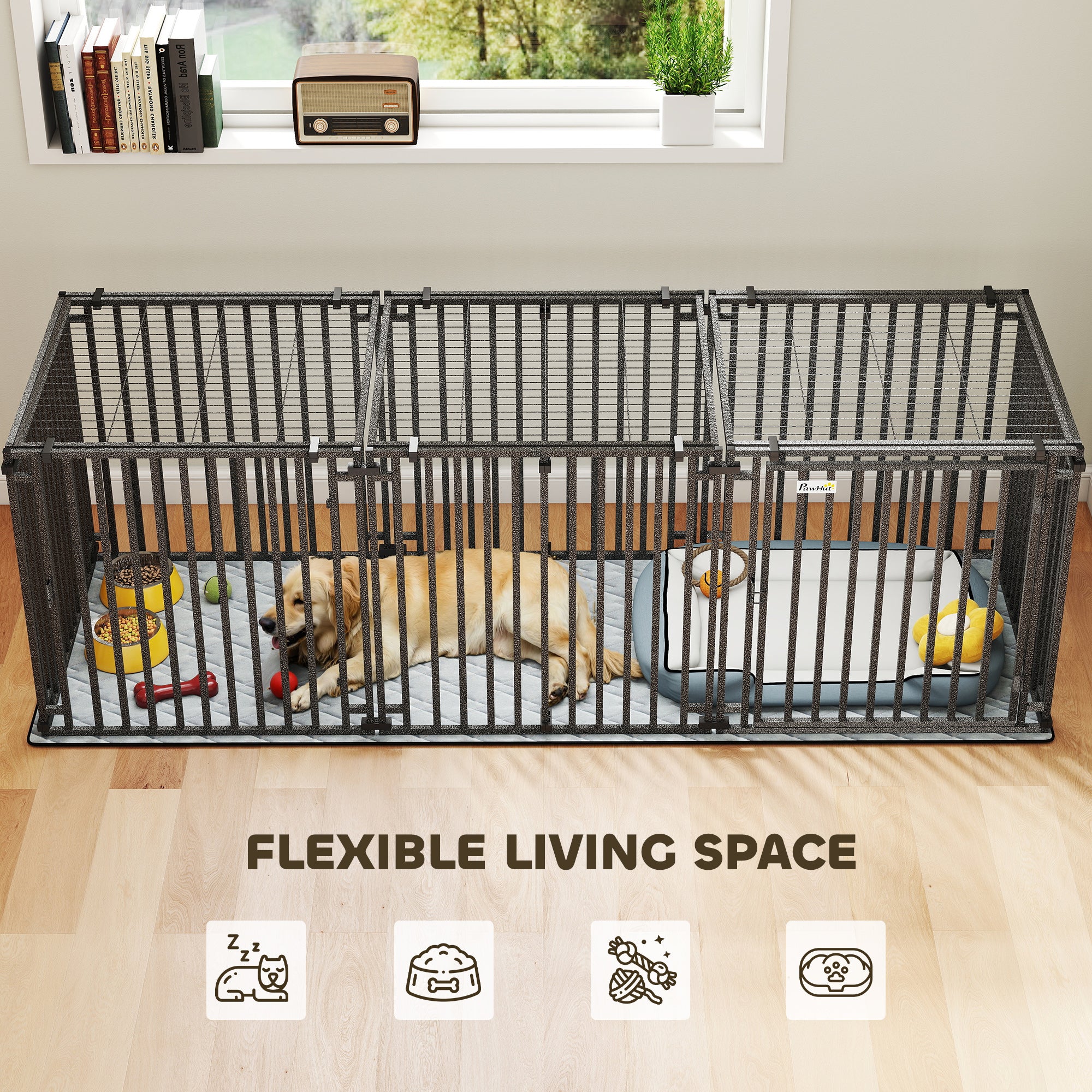 83 Inch Heavy Duty Dog Crate, Extra Large Metal Dog Cage Kennel with Mat - view 4