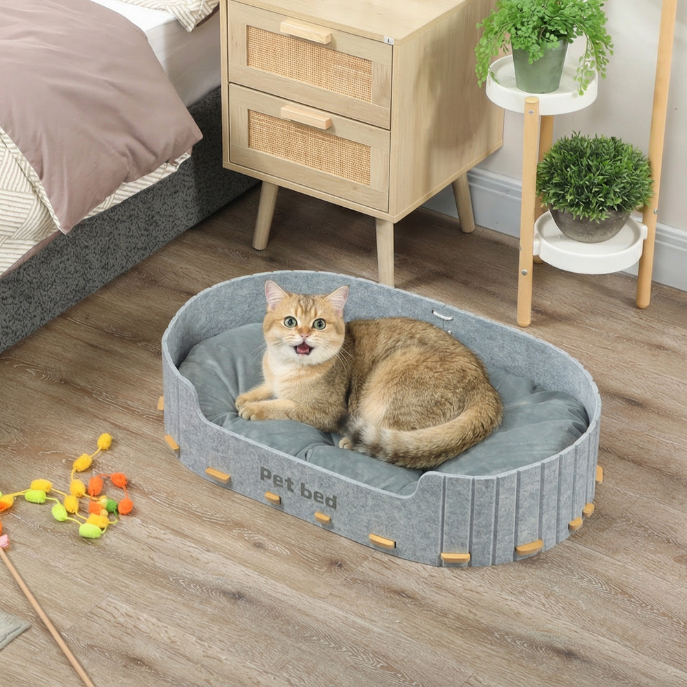 Dog Bed, Cat Bed with Washable Removable Cushion, Scratch-Resistant, Felt Cat - view 7