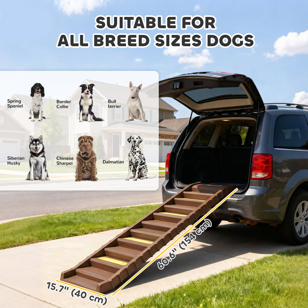 Foldable Dog Car Ramp, Dog Ramp with Anti-Slip Steps, Pet Stairs for Senior - view 2