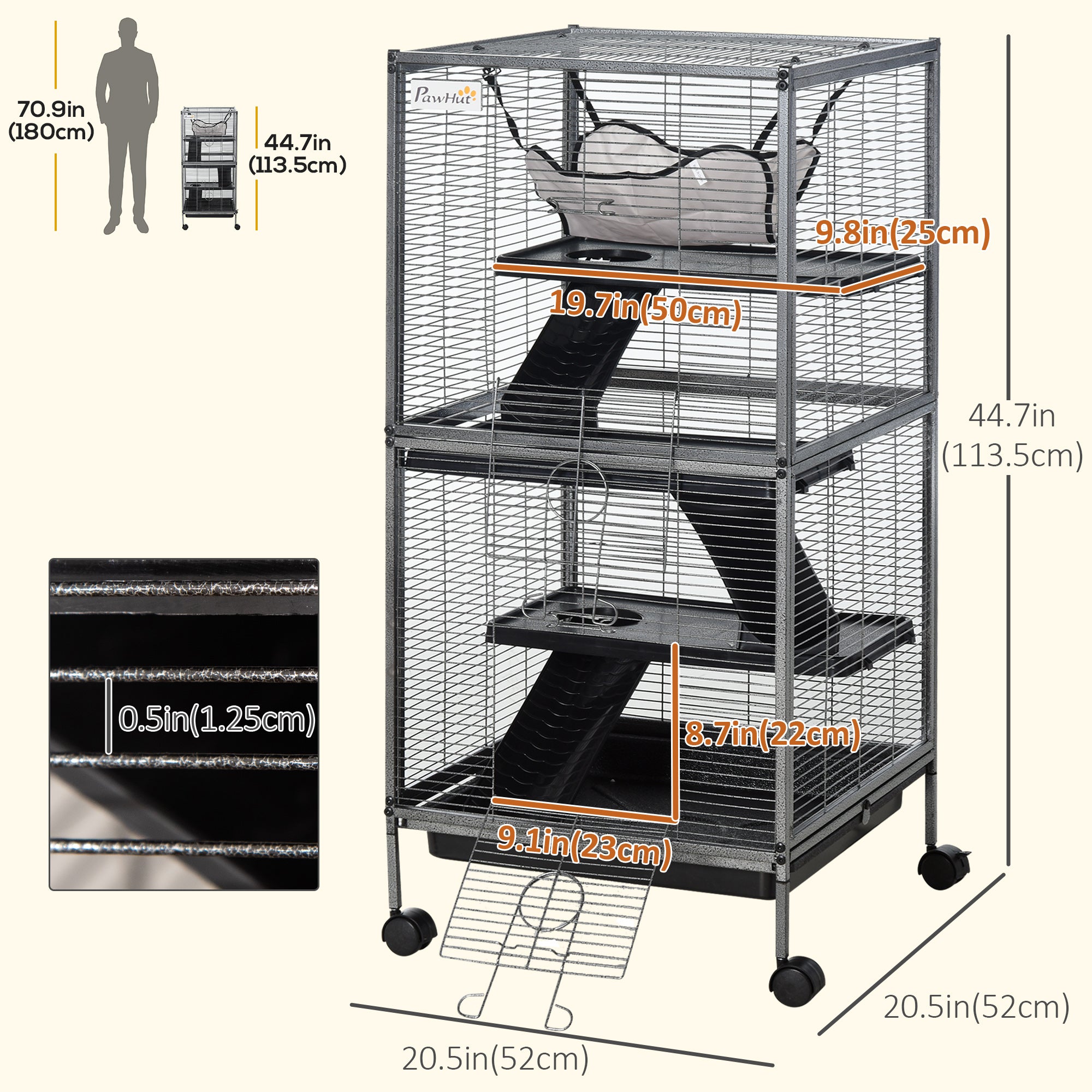 4-Tier Rolling Small Animal Cage, Deluxe Ferret Cage for Mink Chinchilla Kitten - view 2