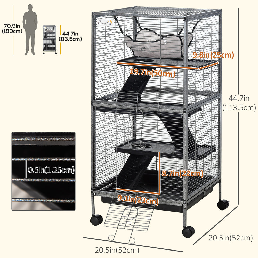 4-Tier Rolling Small Animal Cage, Deluxe Ferret Cage for Mink Chinchilla Kitten - view 2
