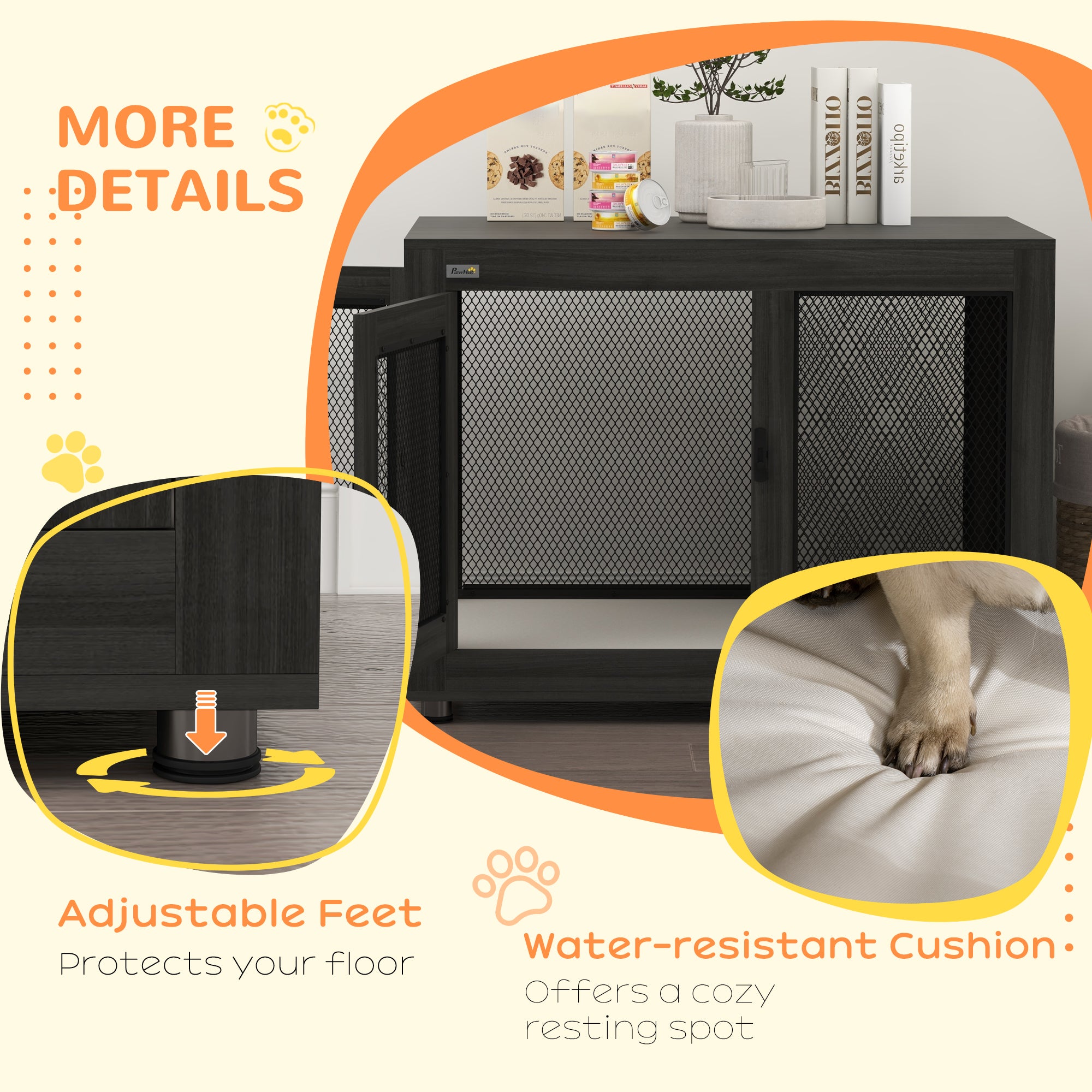 Pet Crate End Table with Water-resistant Cushion or Large Medium Dogs - view 6