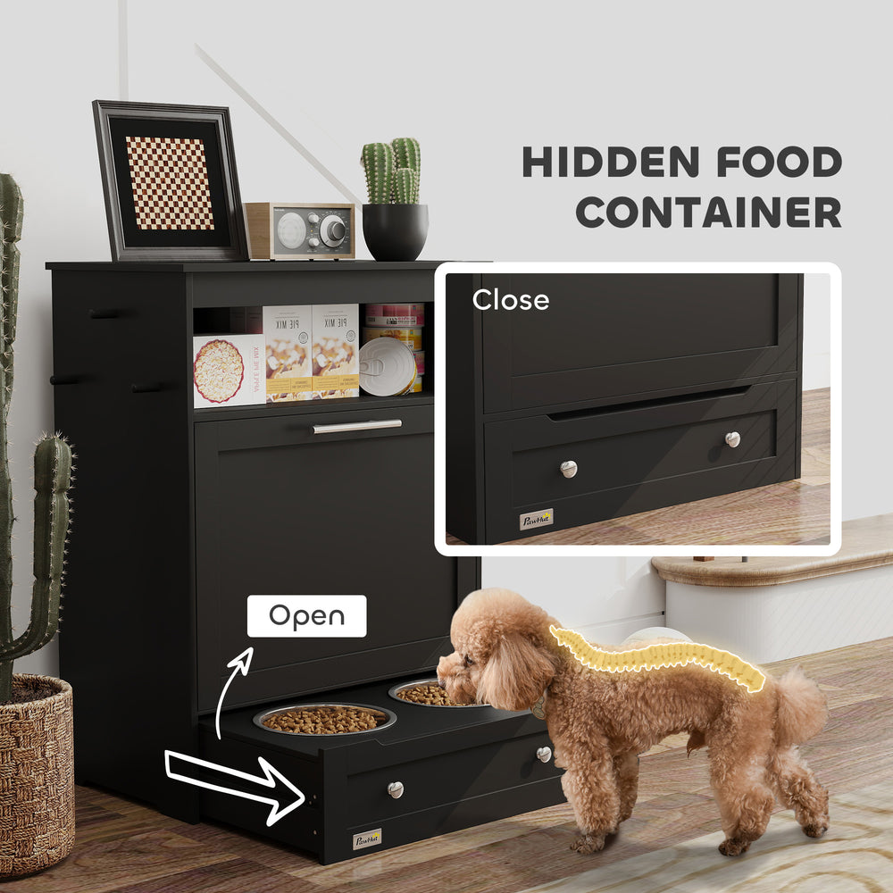Pet Feeder Station Storage Cabinet, Dog Food Storage Container with Dog Raised - view 5