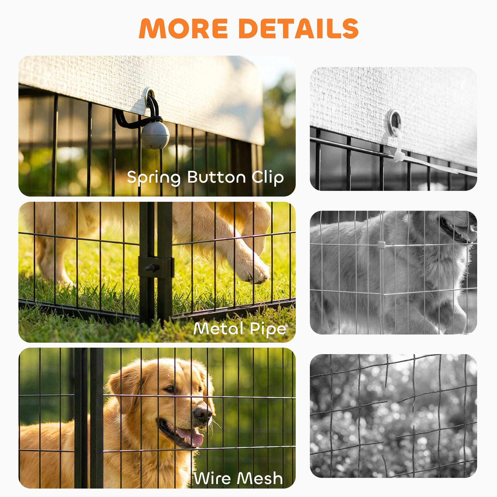 Outdoor Dog Kennel with Roof, 8' x 4' x 6' Heavy Duty Welded Wire Dog Playpen - view 5
