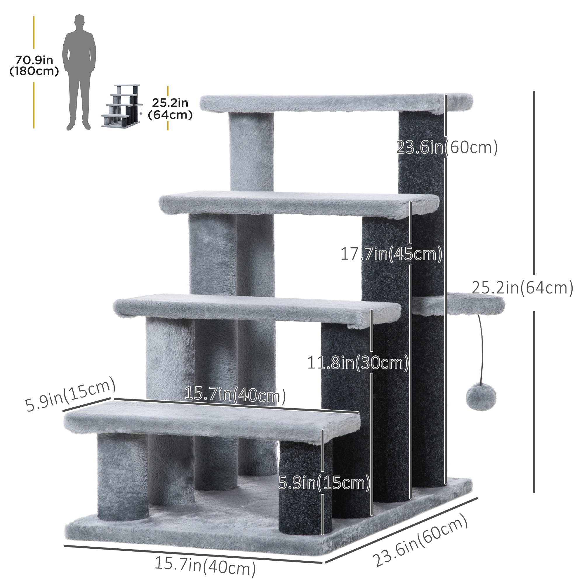 Cat Stairs for Bed, Couch 4 Steps, Small Cat Tree for Indoor Cats - view 2