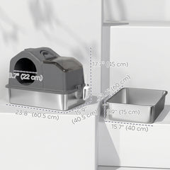 Extra Large Stainless Steel Cat Litter Box w/ High Sided, Removable Lid, Scoop - view 2
