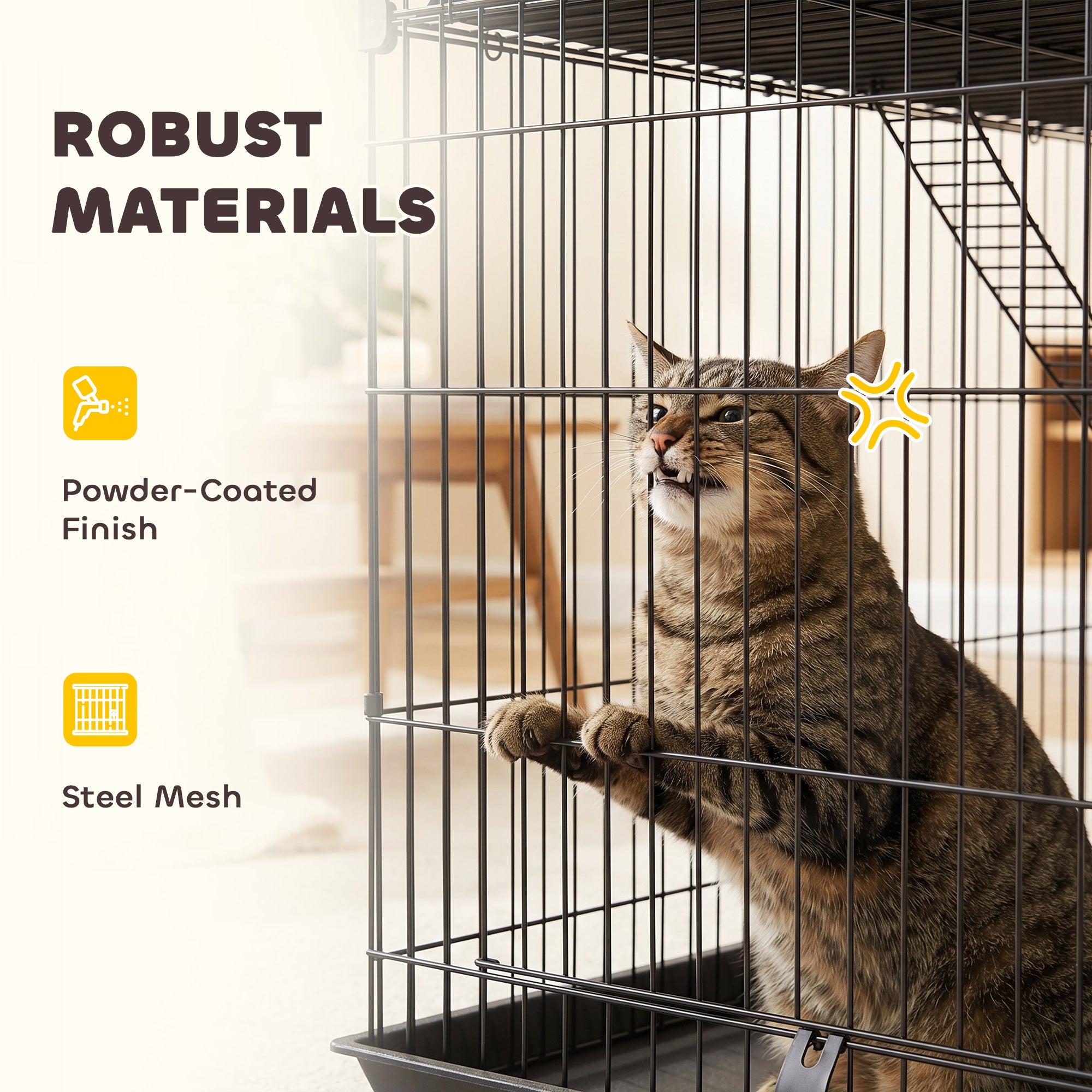 3-Tier Cat Cage Indoor, Detachable Metal Wire Kennel withwith Hammock - view 4
