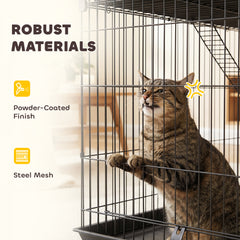 3-Tier Cat Cage Indoor, Detachable Metal Wire Kennel withwith Hammock - view 4