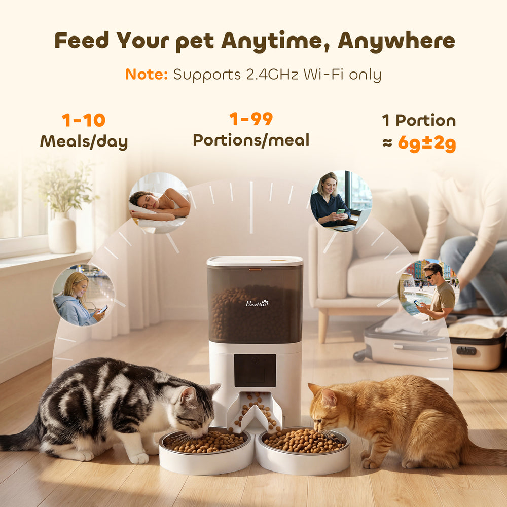 Automatic Cat Feeder for 2 Cats, 2.4G WiFi Pet Food Dispenser 6L APP Control - view 3