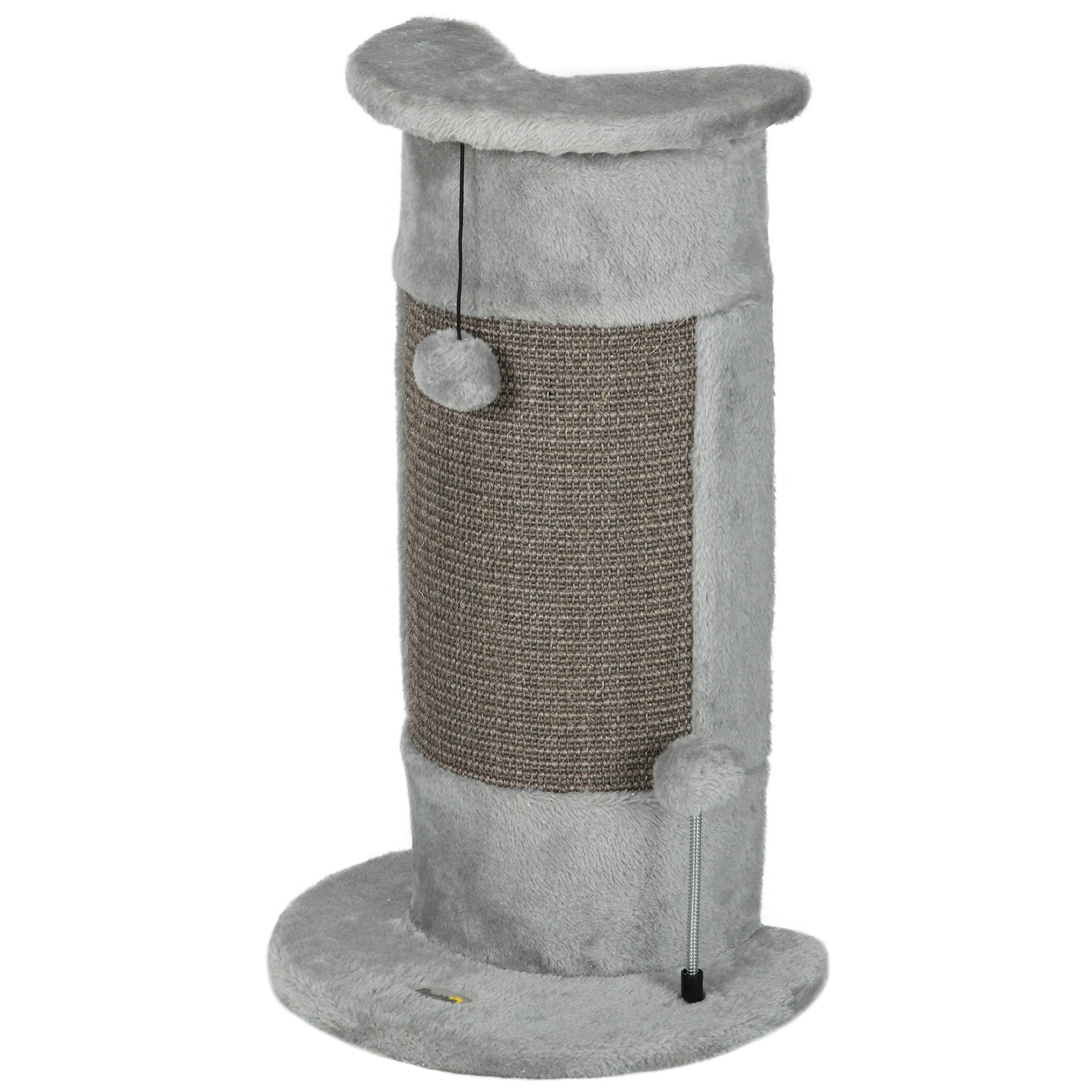 23" Cat Scratching Post with Covered Plush, Play Balls, for Indoor Cats