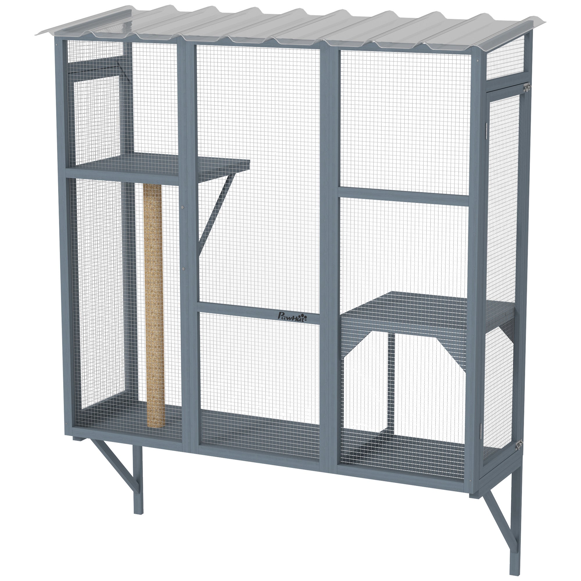 Wooden Catio Outdoor, Cat Window Box Enclosure for 2-3 Large Cats with 2