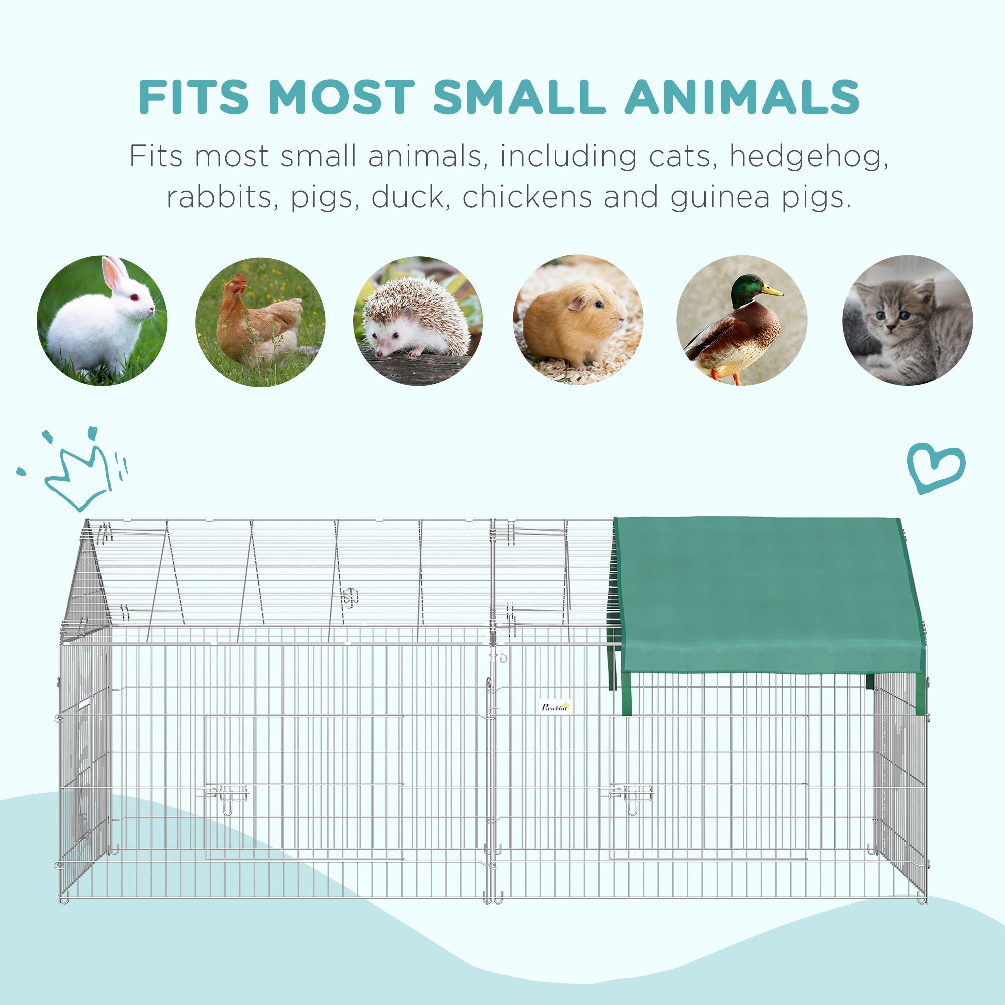 Pet Playpen with Roof, Metal Guinea Pig Cage, Rabbit Pen, Chicken Coop Run - view 5