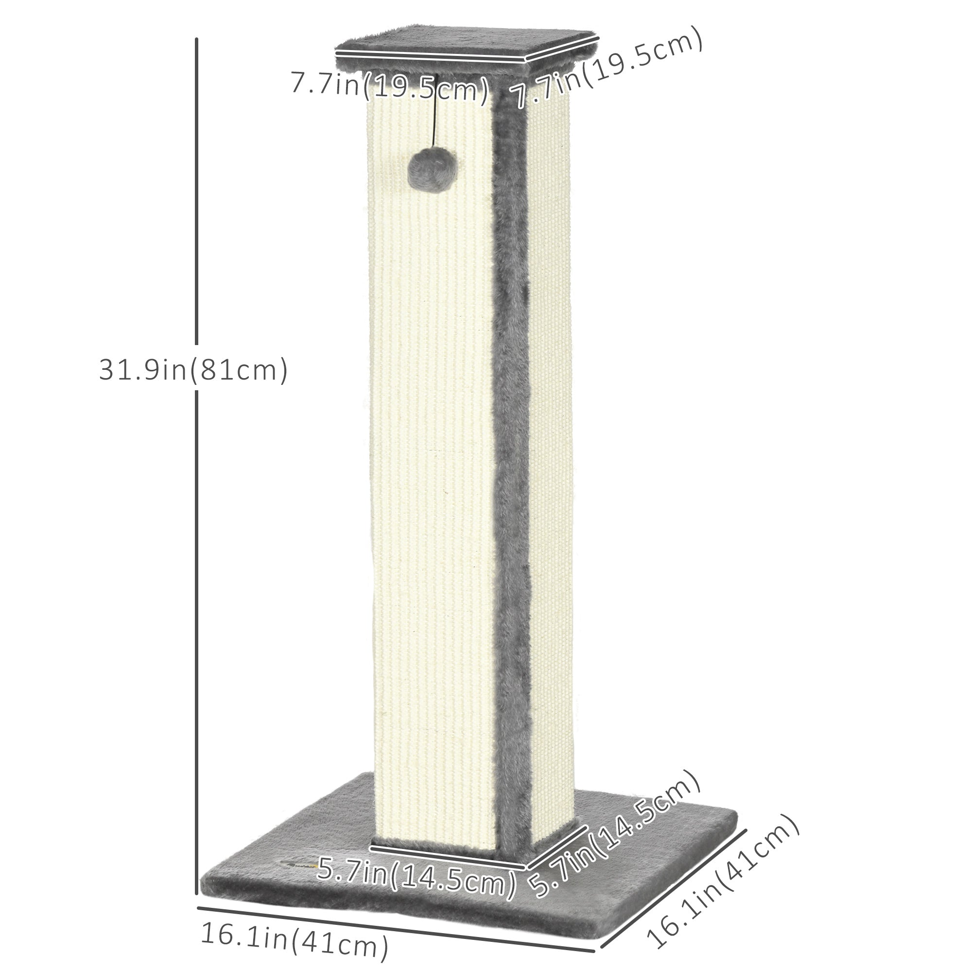 32" Tall Cat Scratching Post for Indoor Cats and Kittens, Sisal Cat Scratcher - view 2