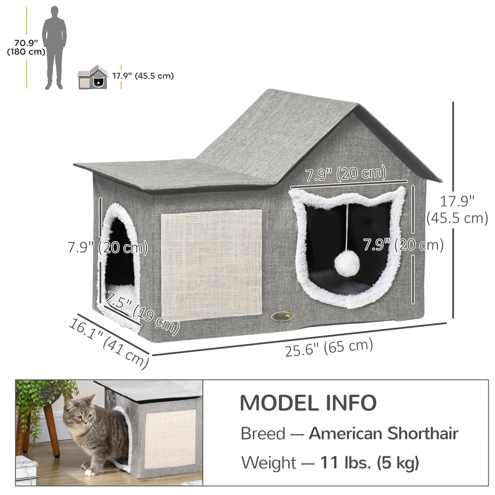 Large Cat Bed for Indoor, Cat House Hideaway with Soft Cushion, Scratching Pad - view 2