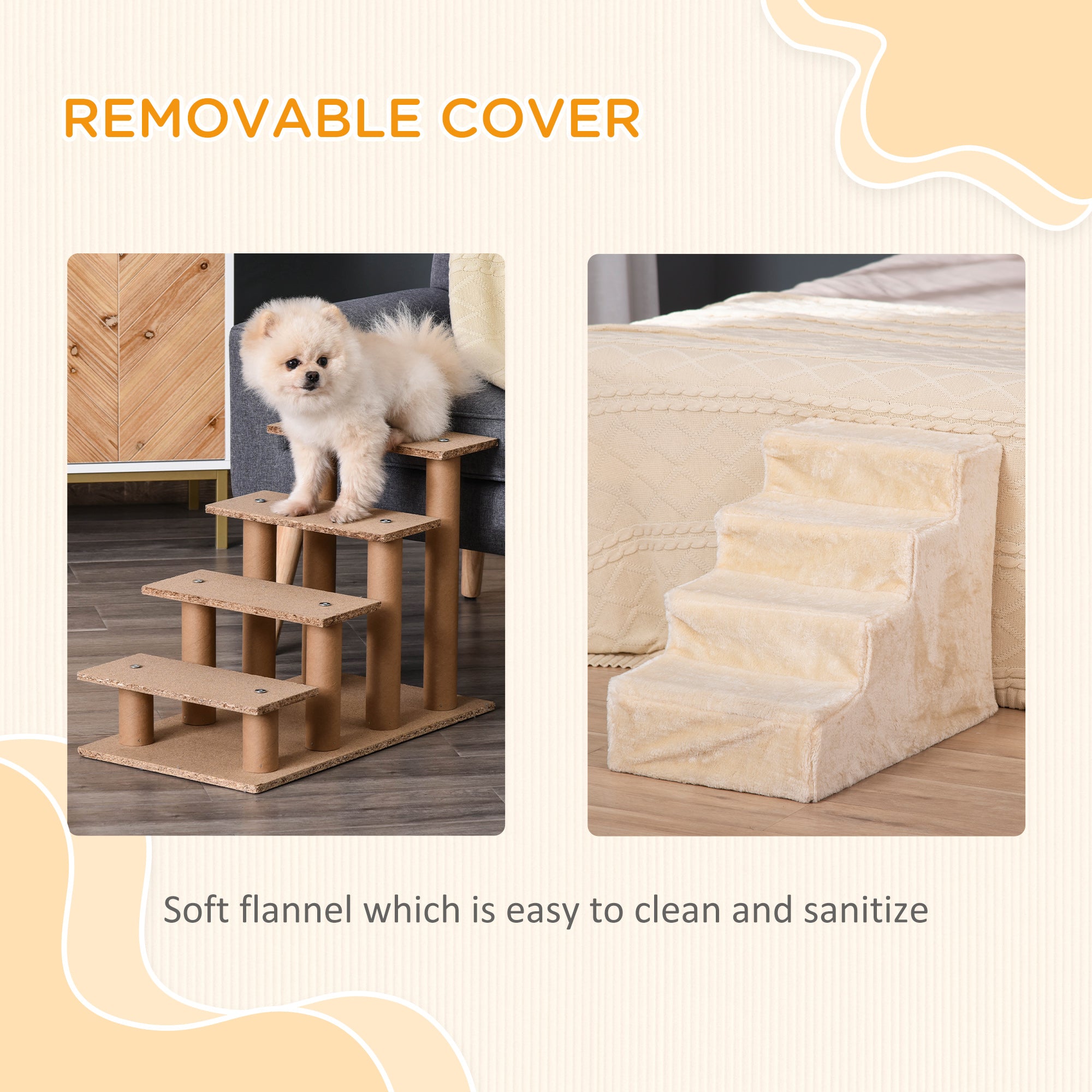 4-Step Dog Ramp for Sofa, Bed, and Couch, with Removable Cover Dog Stairs - view 4