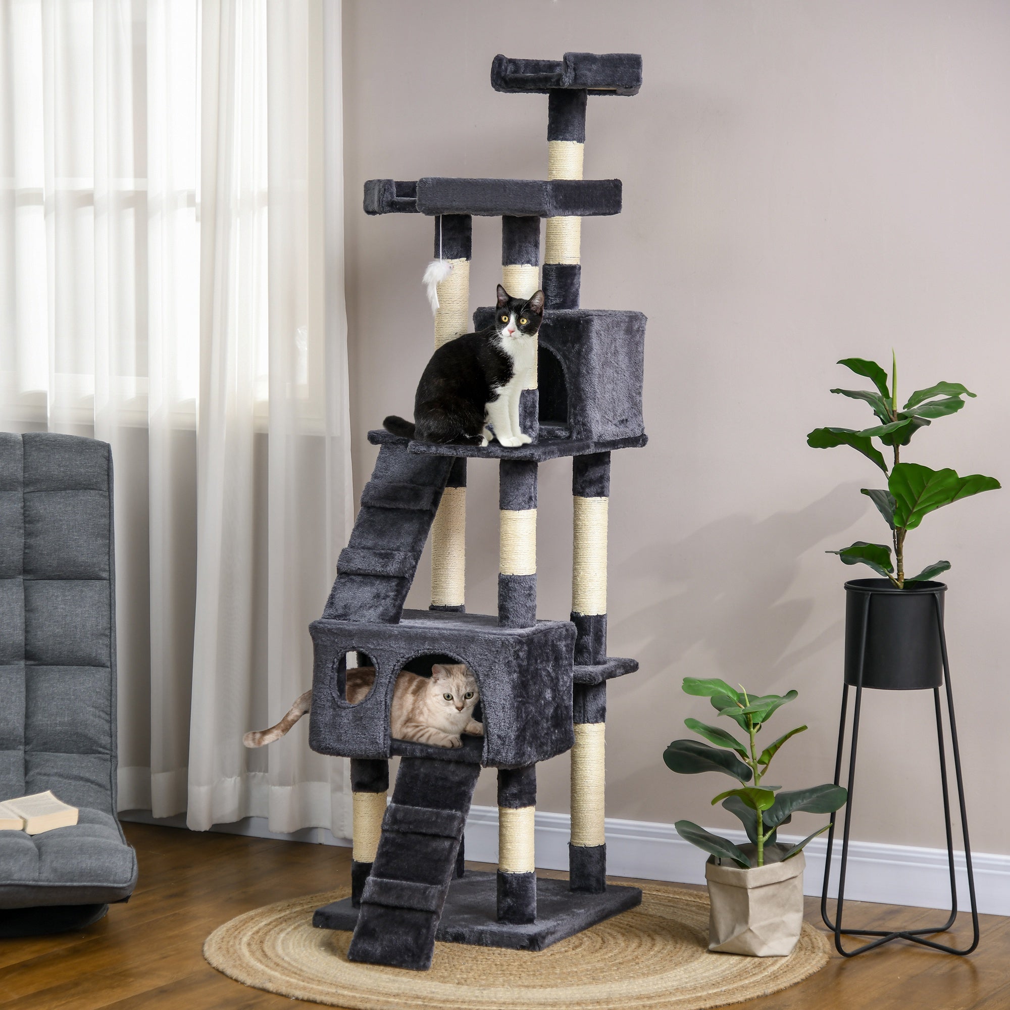68-inch Multi-Level Cat Scratching Tree Kitty Activity Center Post Tower Condo - view 7