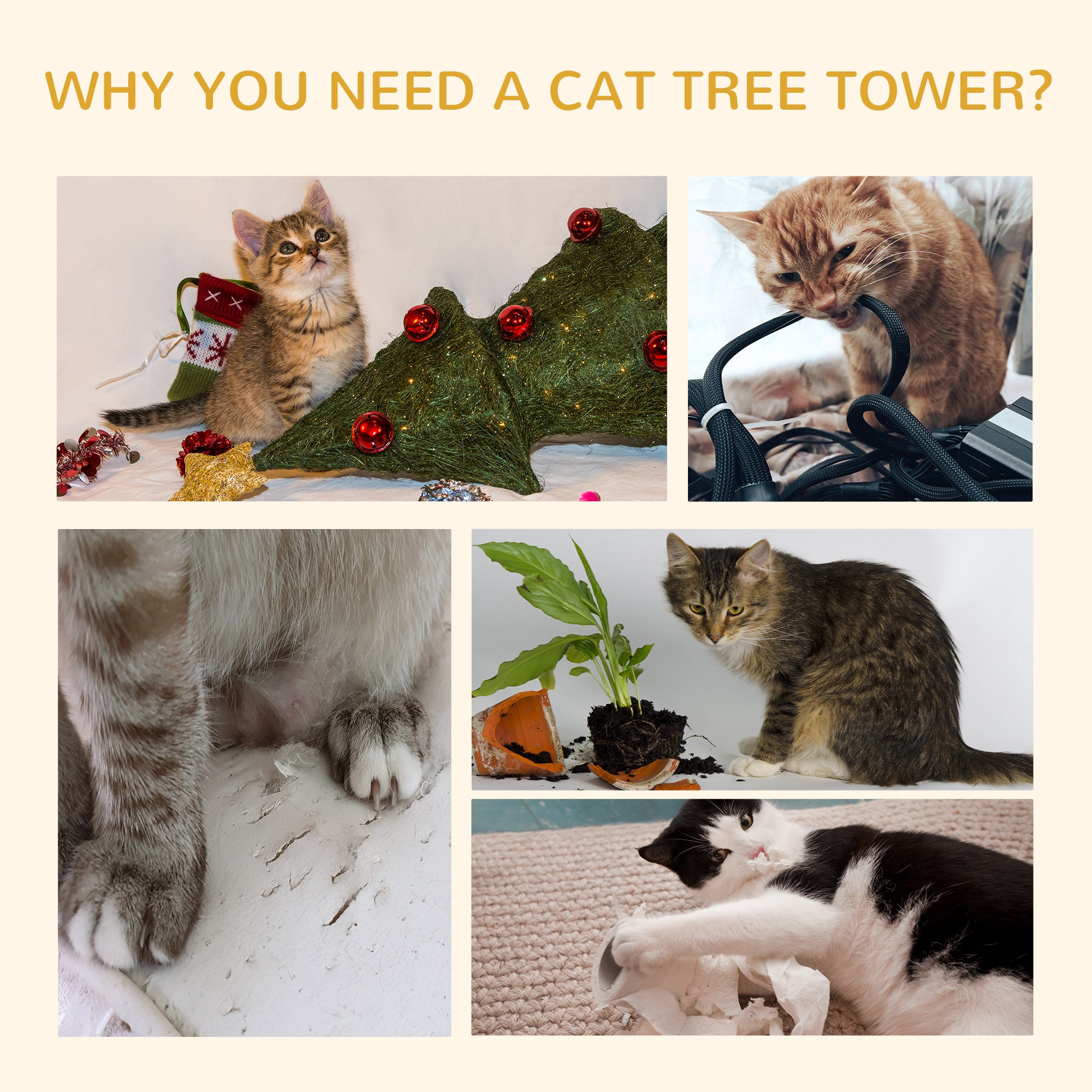8.5ft Cat Climbing Tree 5-Tier Kitty Activity Center with Scratching Post - view 6