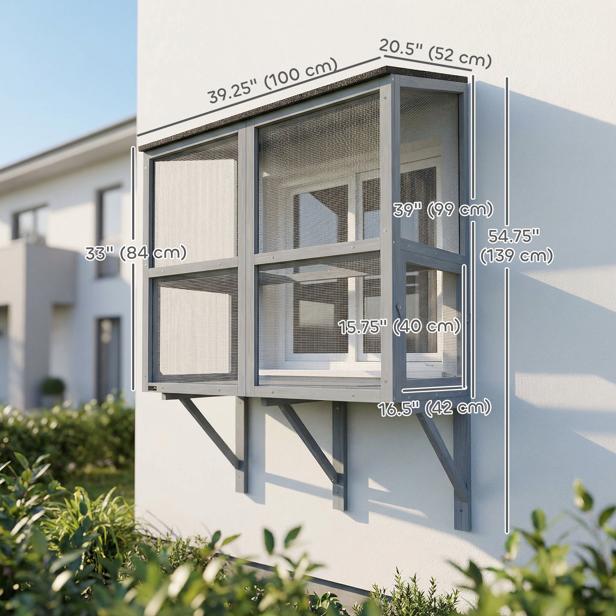 Catio Outdoor Cat Enclosure Wall-Mounted 2-Level Outdoor Cat House - view 2