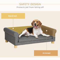 Modern Pet Sofa Cat or Medium Large Dog Bed W/ Removable Seat Cushion, Dark - view 4