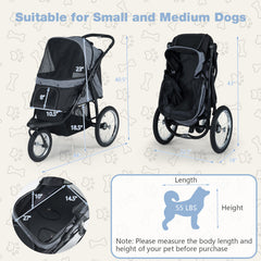 3-Wheel Pet Stroller for Small and Medium Dogs Foldable Cat Stroller Jogger - view 4